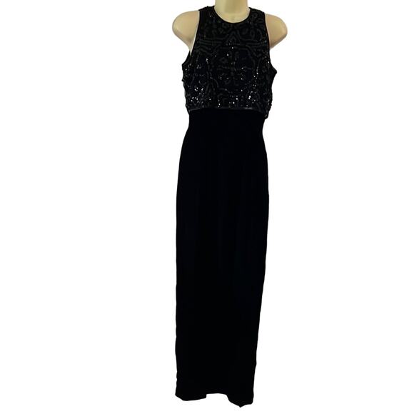 Rimini Size 2 Black Velvet & Sequin Formal Dress Gown Sleeveless Holiday Prom - Picture 1 of 12